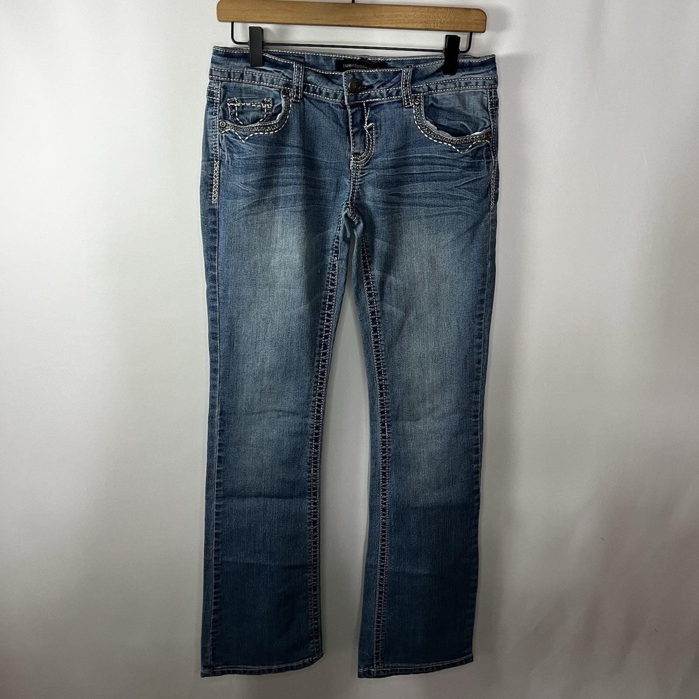 Y2K Rue21 TwentyOne Black Jeans Women Sz‎ 5/6R Light Wash Low Rise Slim Bootcut